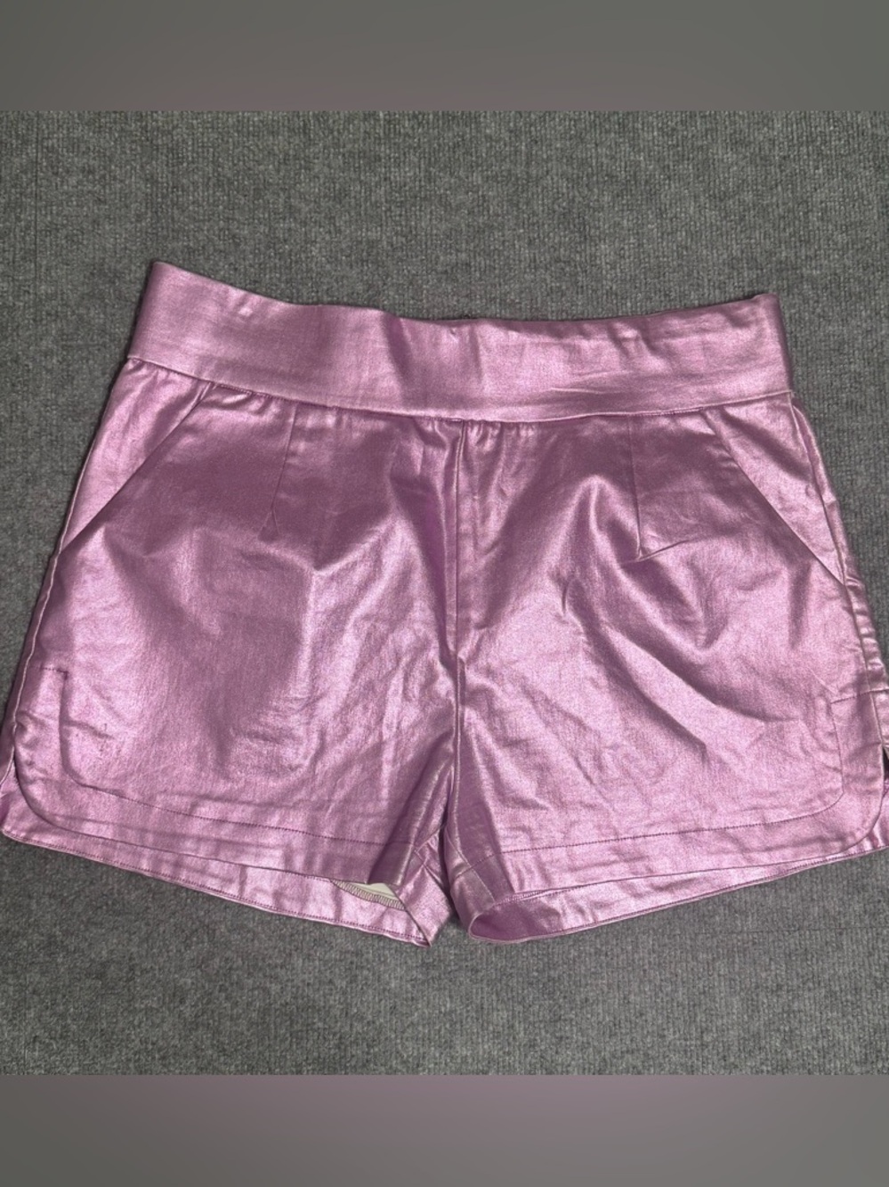 AMMO Metallic Pink Shorts 1X Liquid Faux Leather Barbiecore Festival Party